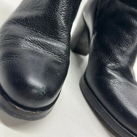 L.K. LK Bennett London Heeled Booties Boots Black Leather Ankle Buckle Size 39 9 - Picture 10 of 12
